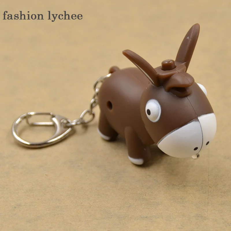 Модный милый мультяшный 3D брелок со светодиодной подсветкой в виде личи осла
