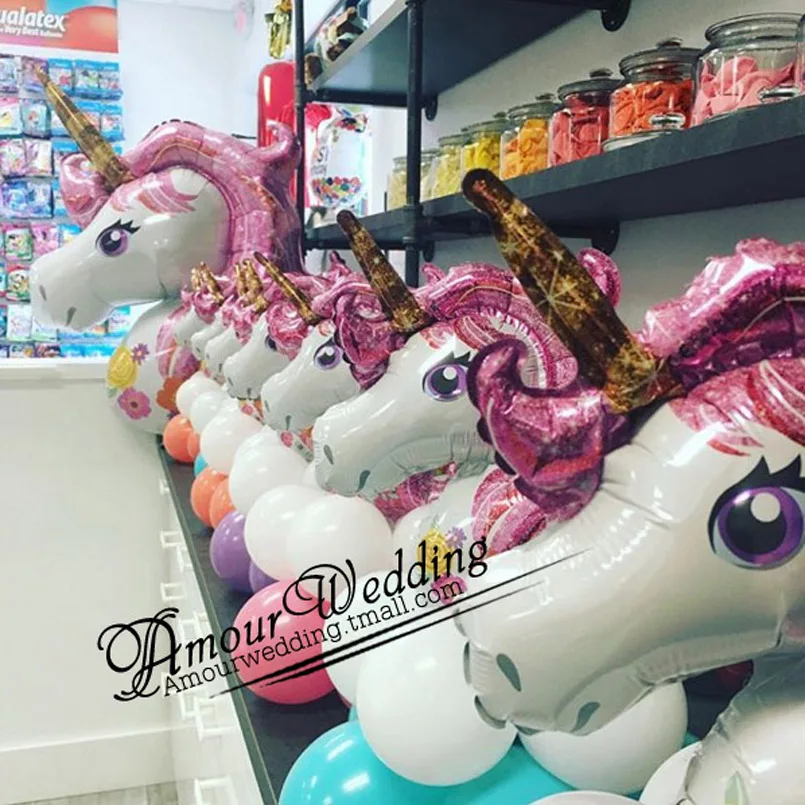 3pcs/lot 108X88CM Giant Unicorn Balloon Colorful Rainbow Fantasy Horse Party Girls Ballons Birthday Animals Foil Balloons | Дом и сад