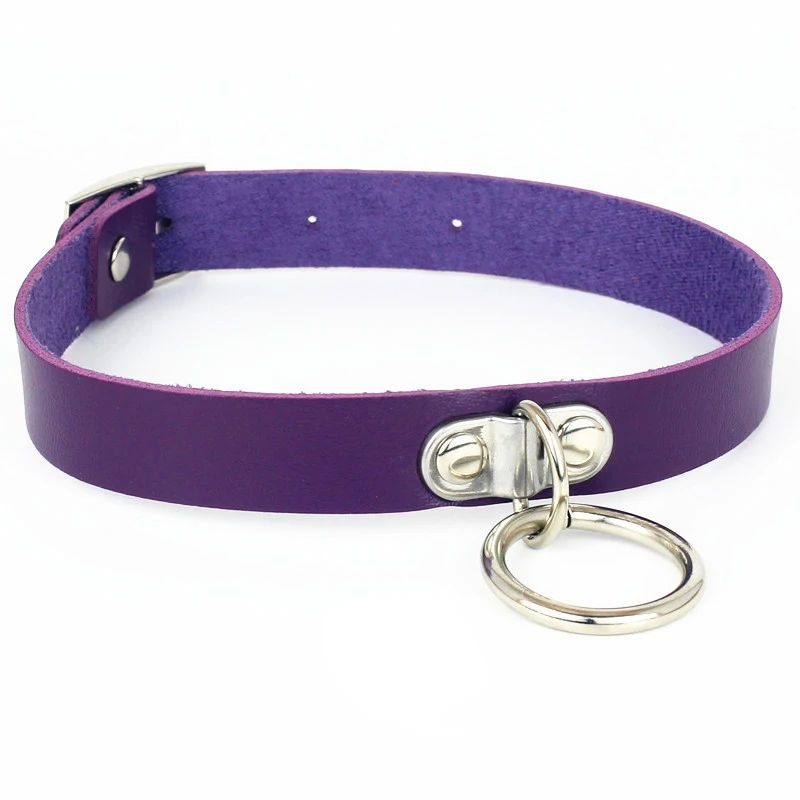 Purple Модное сексуальное ожерелье унисекс, женское, мужское, готическое, панк, колье, воротник, подвеска, кожаная цепочка, на шею, для мужчин, т ожерелье, s для женщин, ювелирное изделие - Окраска металла: Purple