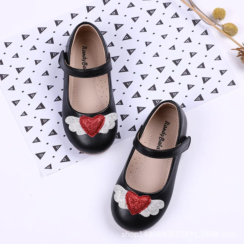 Детская обувь с блестками и бантом кожаная принцессы танцевальная для девочек