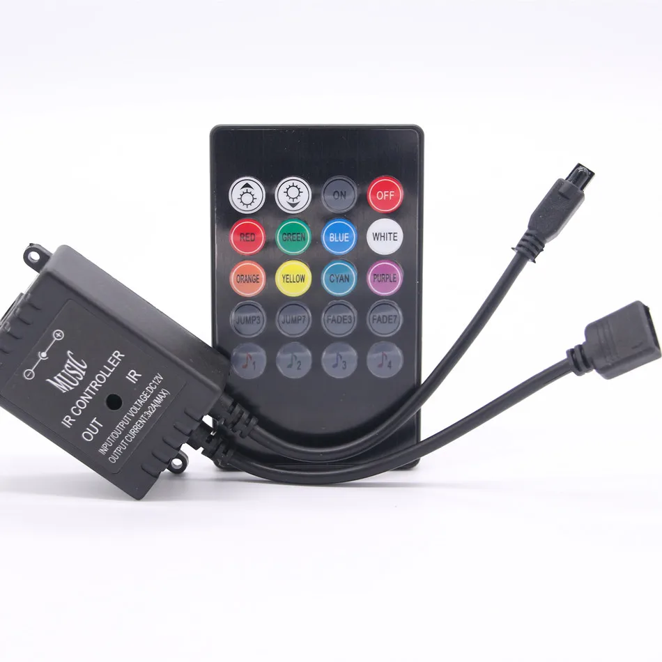 LED RGB музыкальный контроллер DC 12 24 В 3 канала 6A 20Key Звуковой Датчик ИК пульт