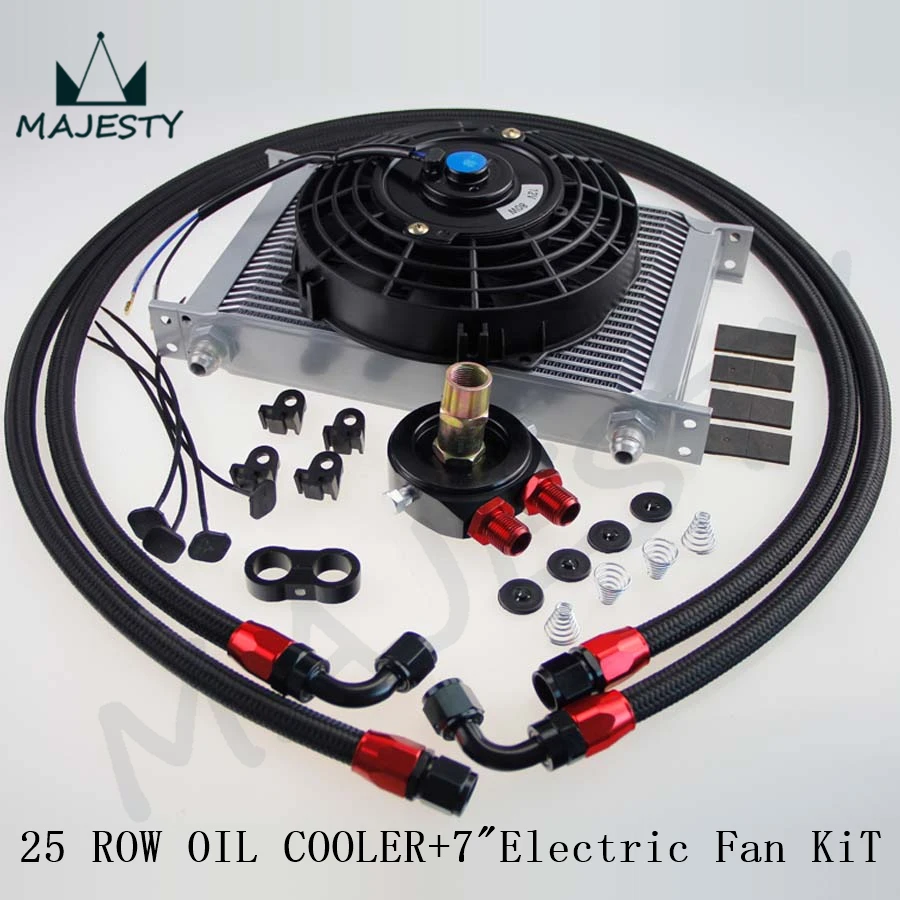 

AN-8AN 25 ROW UNIVERSAL OIL COOLER + FILTER ADAPTER +7" Universal Fan kits