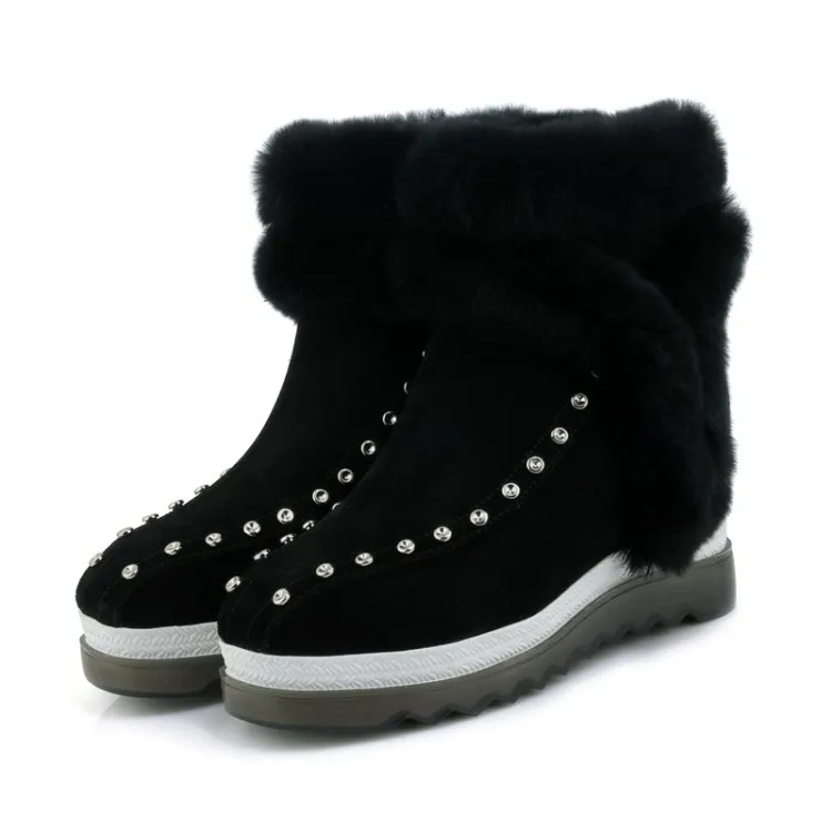 MLJUESE 2019 женские ботинки до середины икры замшевые кролик волос кристалл зимние