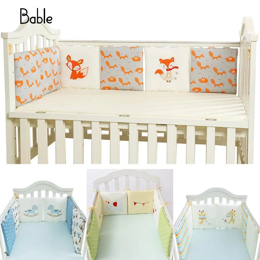 6 PCS Baby Bed Around Monkey Fox Safe Crib Liner Cushion Bumper Protector | Мать и ребенок