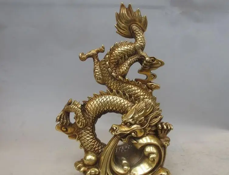 Китайская медная королевская статуя фэн-шуй праздничная декоративная дракона 14