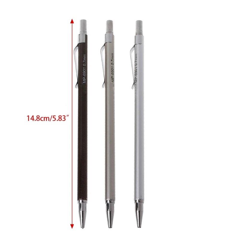 

3Pcs 0.7mm Automatic Pencil Office &School Metal Pens Supplies Mechanical Pencil