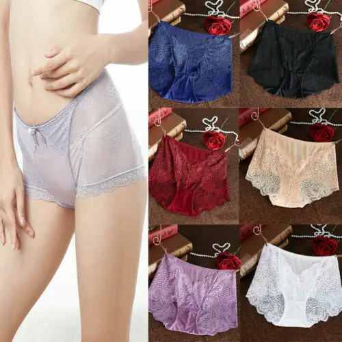 Для женщин Sexy цветочные кружевные трусики Боксеры Короткие HighWaist краткое Boyshort