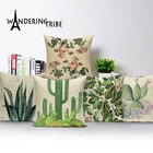Чехлы для подушек в тропическом стиле, хлопковая наволочка с рисунком, декоративные подушки на талию, для комнаты, 45X45