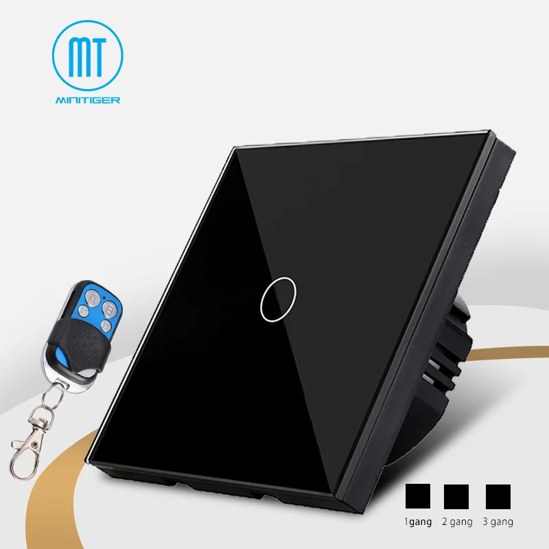 EU Standard Glass Panel Touch Light remote control Switch Black Switch+LED Indicator | Обустройство дома