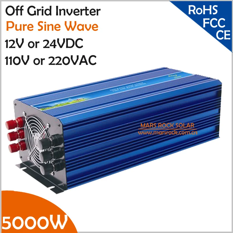 

5000W Off Grid Inverter, 12V/24VDC 100/110/120VAC or 220/230/240VAC Pure Sine Wave PV Inverter for Wind or Solar Power System