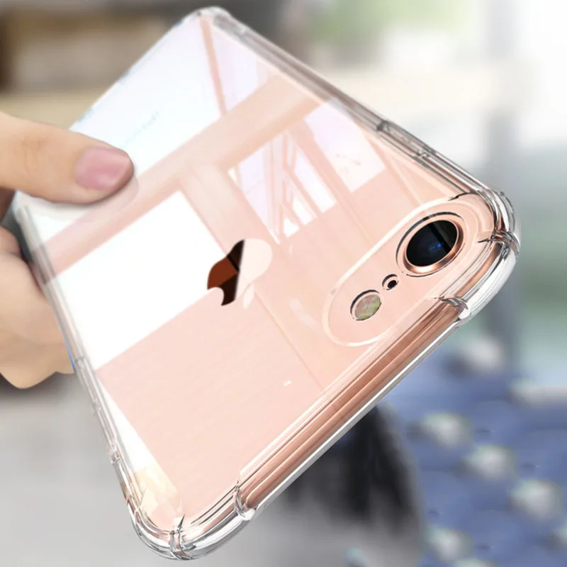 Полная защита противоударный ТПУ силиконовый чехол для iPhone 8 7 6 6S Plus Прозрачный