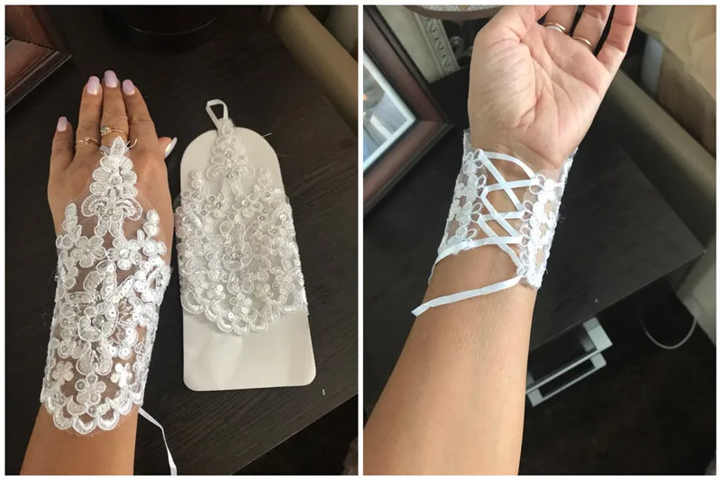 Atacado Apliques аксессуары для Casamento как Mulheres Atam Lantejoulas Baratos Luvas Sem Dedos Luva De Noiva Nova Noiva