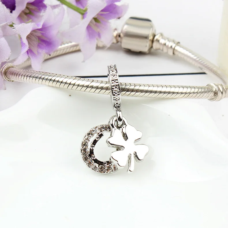 Горячая Мода Любовь Сердце листья цветок кристаллические очаровательные бусины