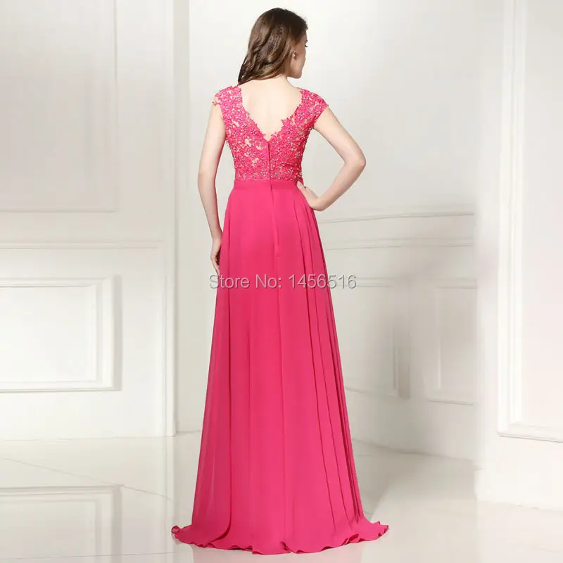 Платье длинное из шифона с аппликацией и рукавом крылышком|a line prom dress|prom dressesvestido