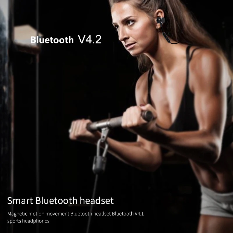 Спортивные Bluetooth 4 2 наушники Магнитный Шейным Беспроводной Headets стерео с