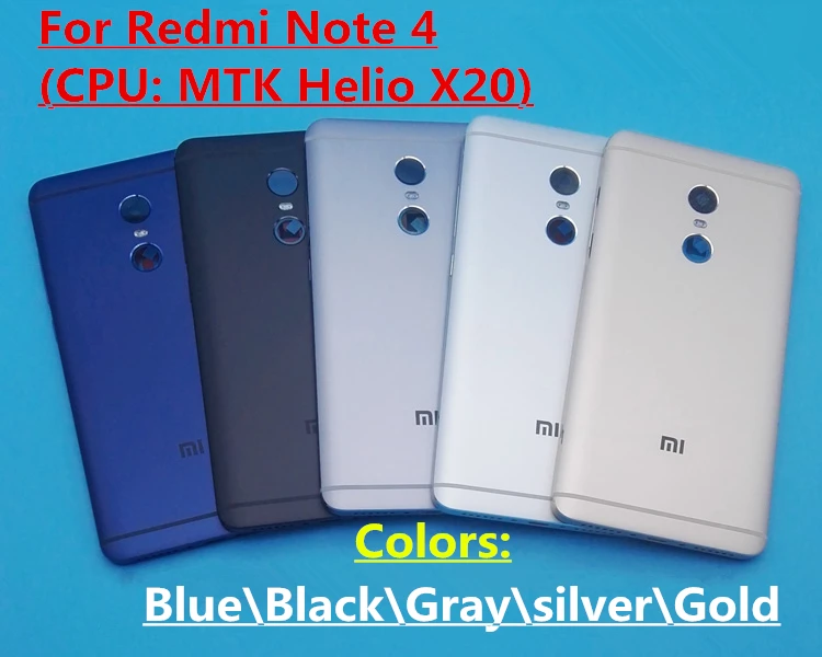 Металлический чехол для задней крышки батарейного отсека для Xiaomi Redmi Note 4 Global с объективом для камеры+ Кнопки громкости