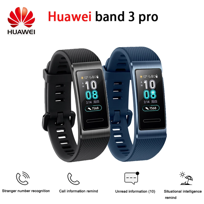 Оригинальный Смарт-браслет Huawei Band 3 Pro GPS с металлическим Amoled 0 95 'полноцветным