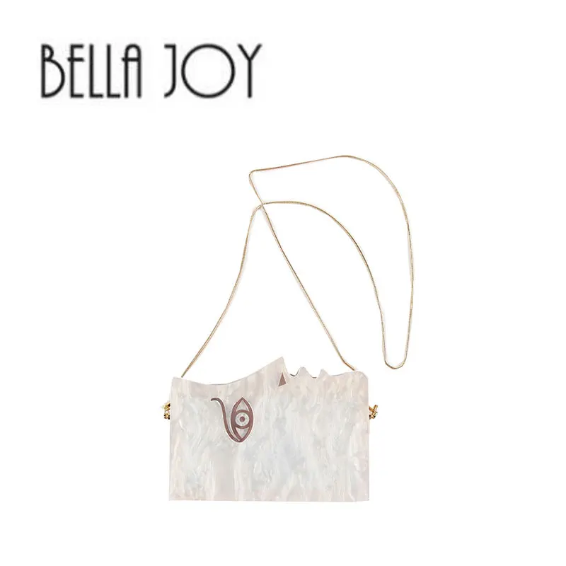 Женская вечерняя сумка BELLA JOY деревянная акриловая жесткая коробка с цепочкой