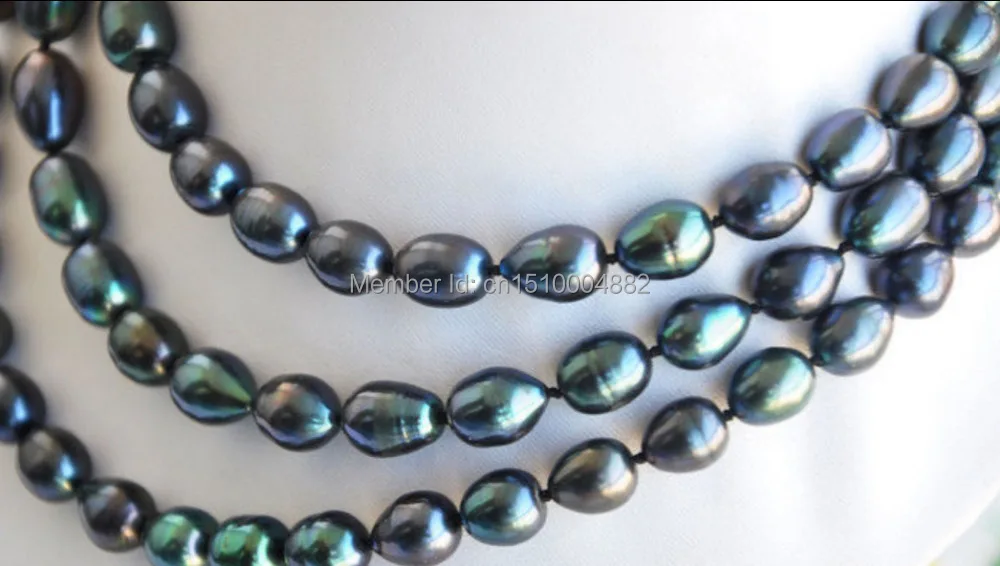 Ожерелье из пресноводного культивированного жемчуга в виде павлина черного риса