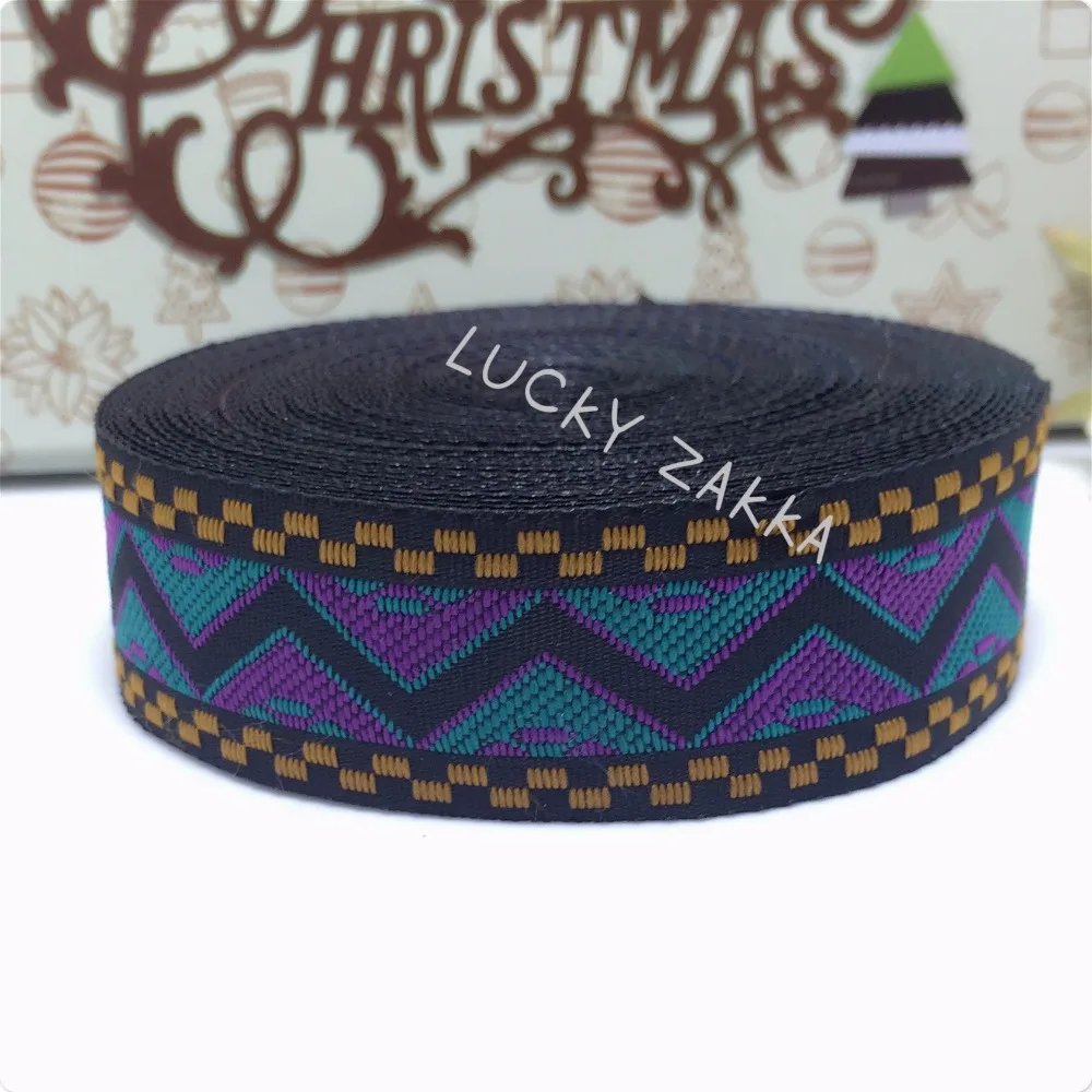 

9 ярдов/Партия 1 ''25 мм 100% полиэстер тканые жаккардовые ленты Синий Фиолетовый волна кружева MZ15073003