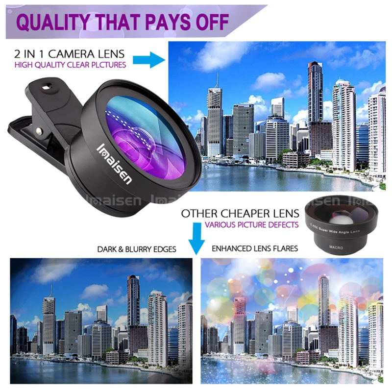 Lens 2 in 1 Wide Angle &amp Macro Camera Kit for Mobiles Phones | Мобильные телефоны и аксессуары