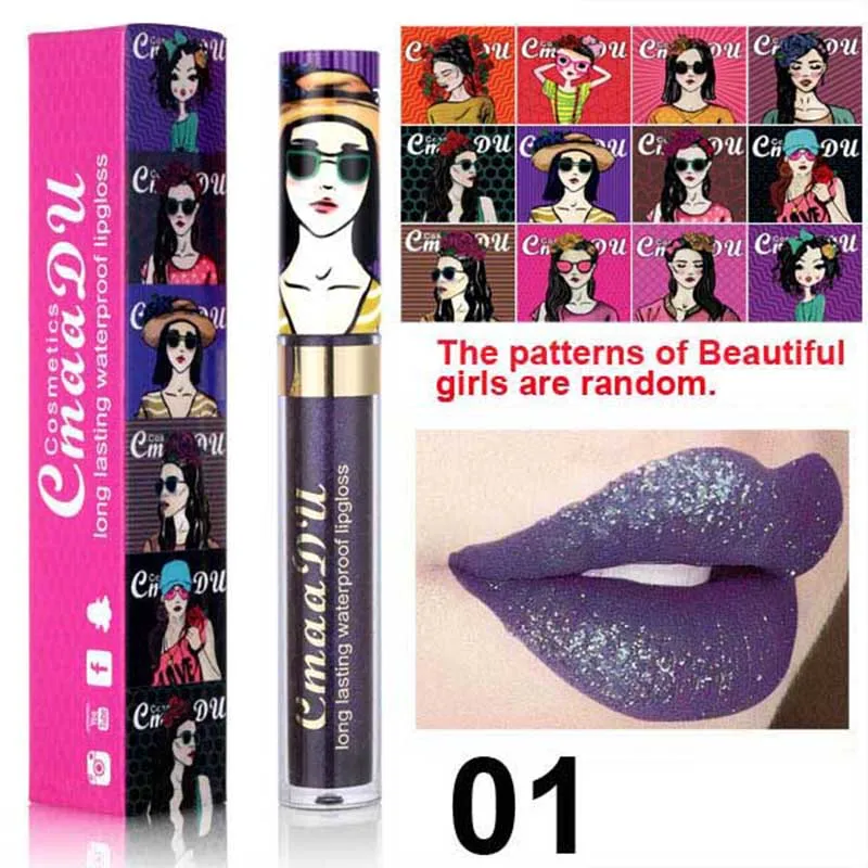 12 цветов сверкающий блеск для губ красота девушка губы Водонепроницаемый Помада