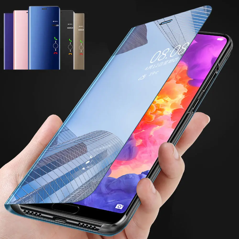 Умный зеркальный флип чехол для huawei P20 P10 P9 mate Honor Note 10 9 8 Pro Lite Y6 2018 Y7 P Smart Nova 3i 3 2i 3E