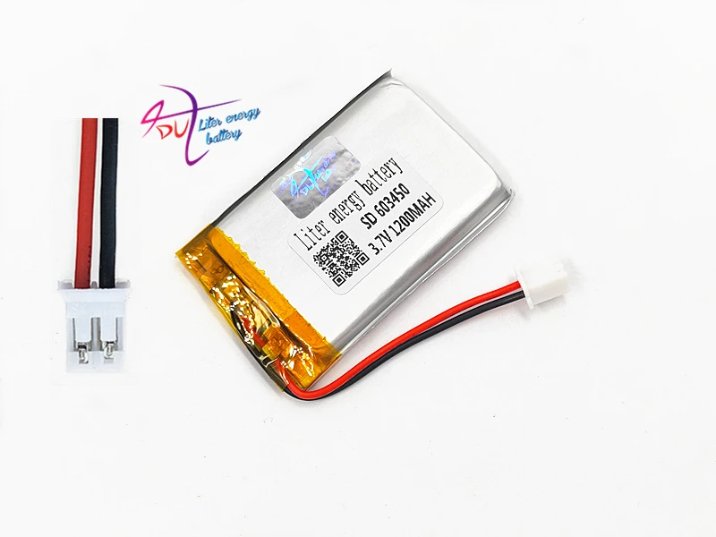 5 шт. 603450 3 7 В 1200 мАч литий полимерный аккумулятор JST PH 2 0 мм 2pin для GPS DVD мобильных