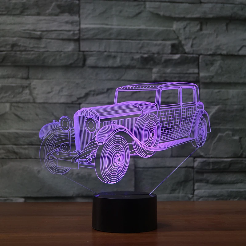 Классический античный автомобильный 3D светодиодный светильник цветной ночник