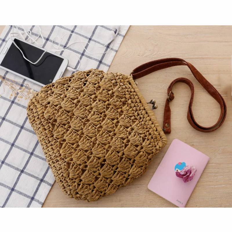 Плетеная пляжная сумка SUDS для женщин винтажный Ракушечный вязаный мессенджер