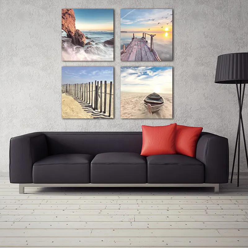 

Unframed 4 Panels Sunset Seascape Scenery Picture Print Painting Modern Canvas Wall Art for Wall Decor Home Decoration Artwork