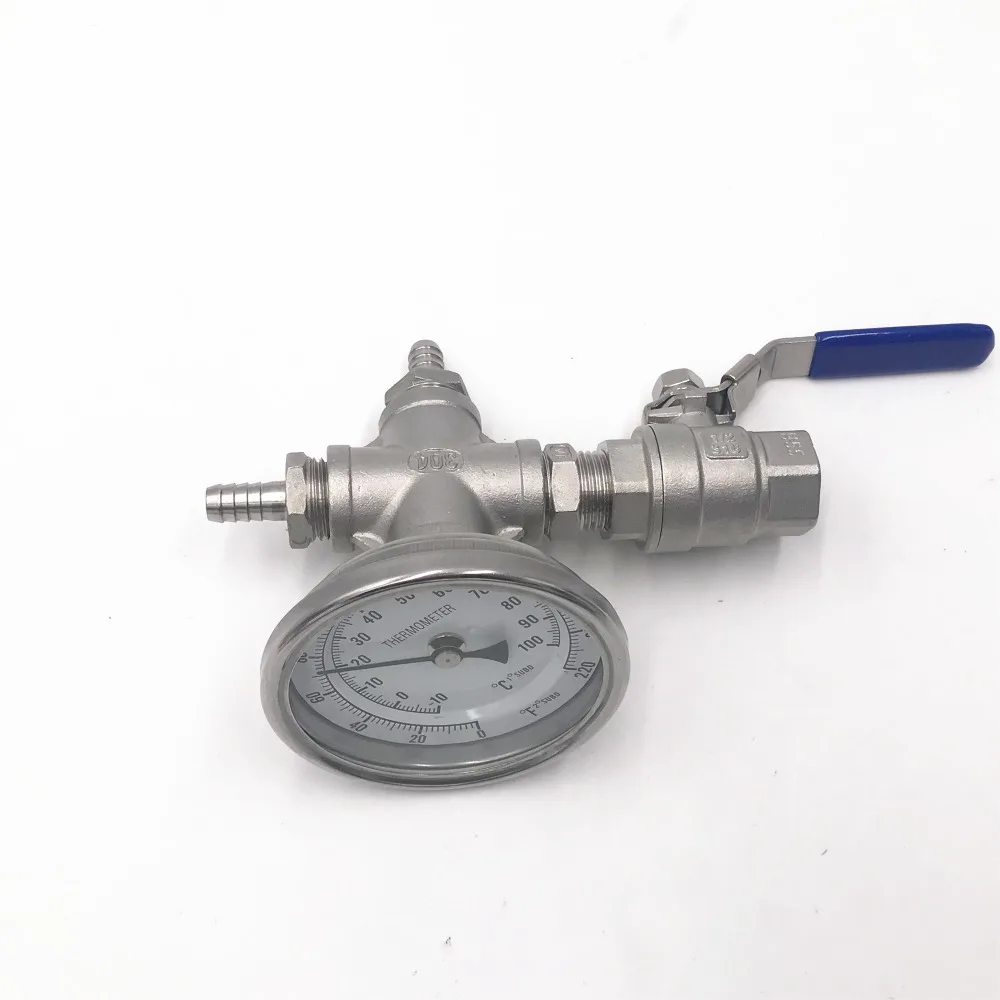Комплект линейного термометра и шарового клапана для домашнего пивоварения