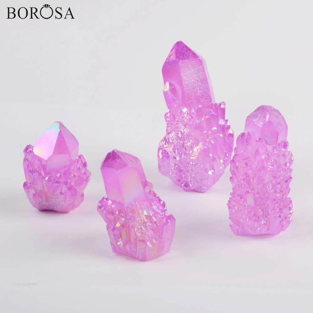 BOROSA 5 шт. оптовая продажа радужные гальванические аура кварцевые титановые
