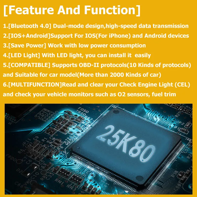 Сканер Elm327 IOS Bluetooth 4 0 OBD2 с чипами Pic18f25k80 V1.5 OBD диагностический инструмент подходит