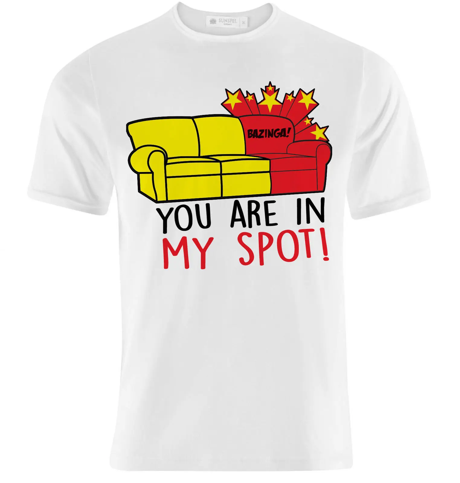 Футболка uomo You're in my spot divano Sheldon Cooper The Big Bang Theory bazinga бесплатная доставка модные