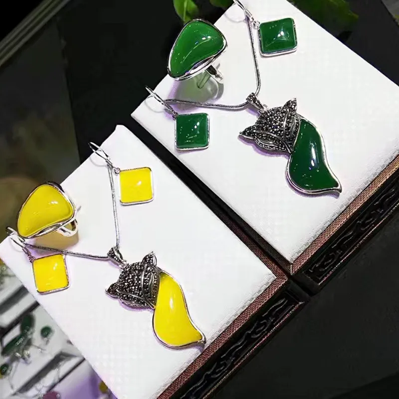 Кольцо из натурального халцедона подвеска серьги браслет серебра s925 пробы