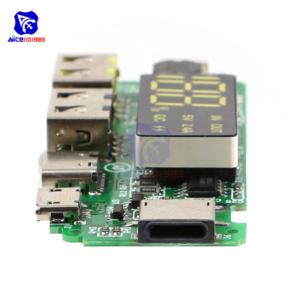 Светодиодный внешний аккумулятор Micro/type-C/Lightning с двумя портами USB 5 В 18650 A, зарядное устройство, защита от перезаряда и короткого замыкания