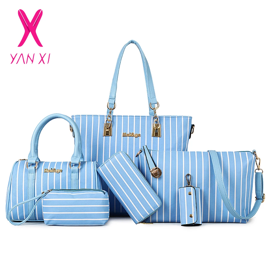 YANXI брендовые новые сумки роскошная женская большая сумка в полоску из
