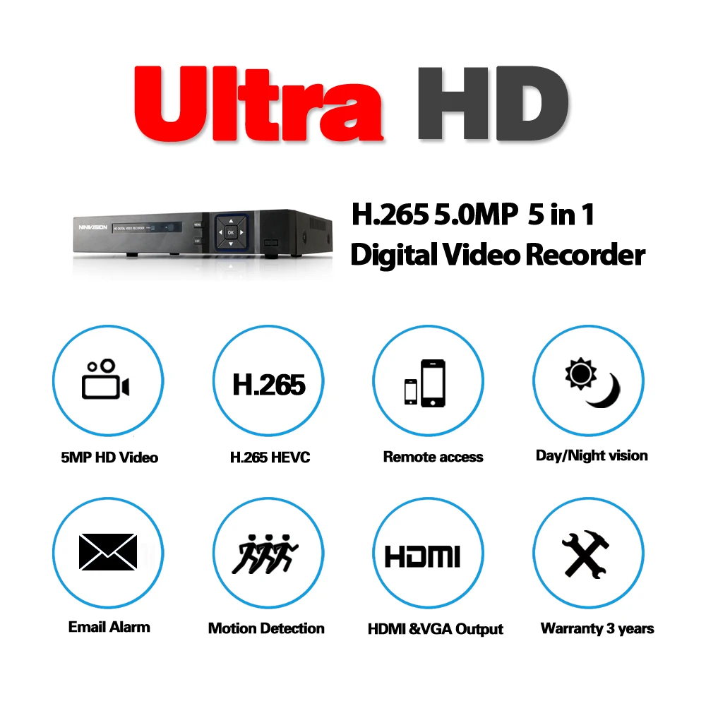Система видеонаблюдения 5 МП Ultra HD 16CH DVR H.265 + CCTV Camera 16PCS 5MP System IR indoor Night Vision комплект