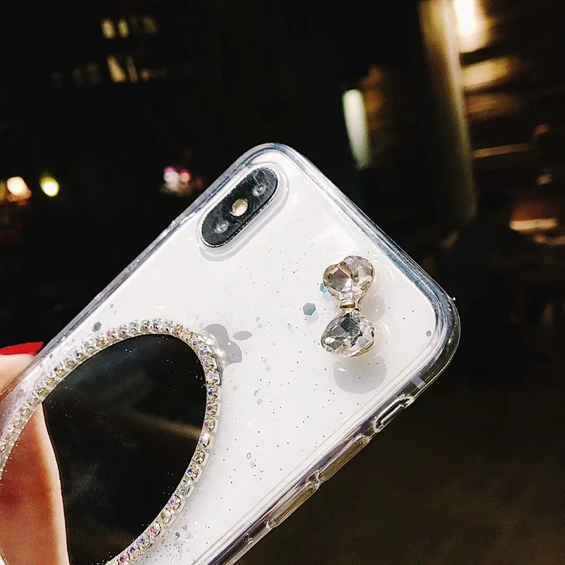 Модные блестящие блестка блестками Зеркало чехол для iPhone X прозрачный мягкий