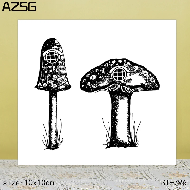 

AZSG Mushroom Clear Stamps/Seals For DIY Scrapbooking/Card Making/Album Decorative Silicone Stamp Crafts