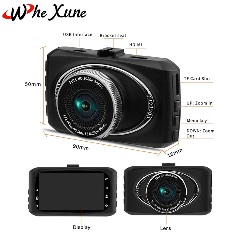 WHEXUNE Новатэк 96655 3 дюймов Видеорегистраторы для автомобилей Full HD 1080 P автомобиля