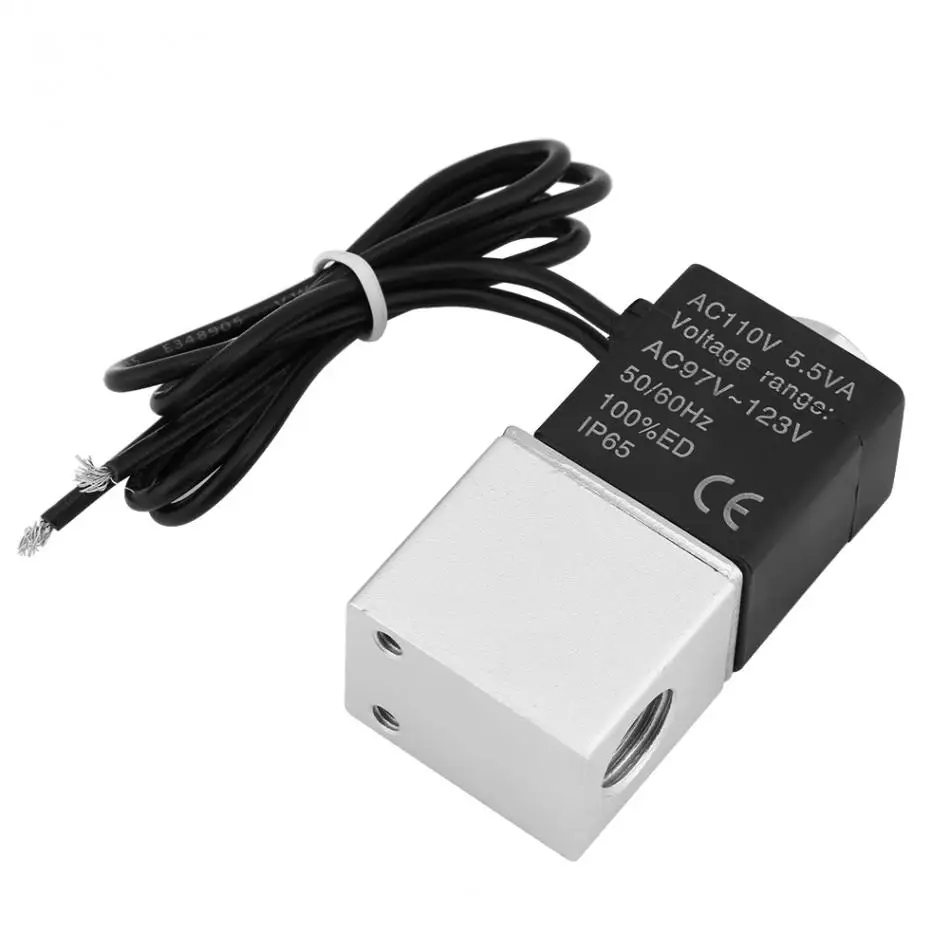 G1/8 2V025-08 электромагнитный клапан с двумя портами, нормально закрытый электрический магнитный клапан прямого действия, переменный ток 220 В AC110V DC24V