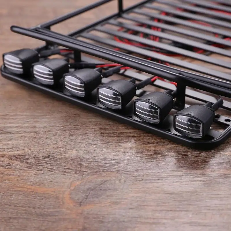 Металлический багажник на крышу для Jeep 1/10 RC Гусеничный автомобиль с многофункциональным 6LED светильник