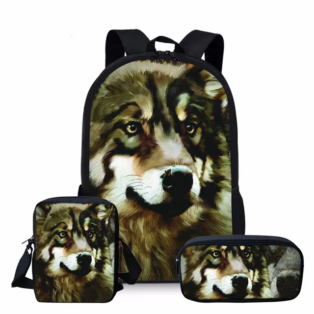 L4331CEK INSTANTARTS 3D Волк рюкзак для молодых девочек и мальчиков Mochila студенческий школьный крутой животный узор мужской набор Рюкзак Детские сумки для книг - Цвет: L4331CEK