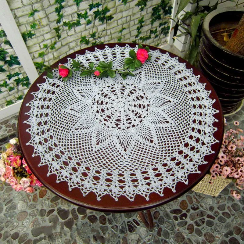 Винтажная скатерть ручной работы 60 см ажурная хлопчатобумажная для дивана|vintage