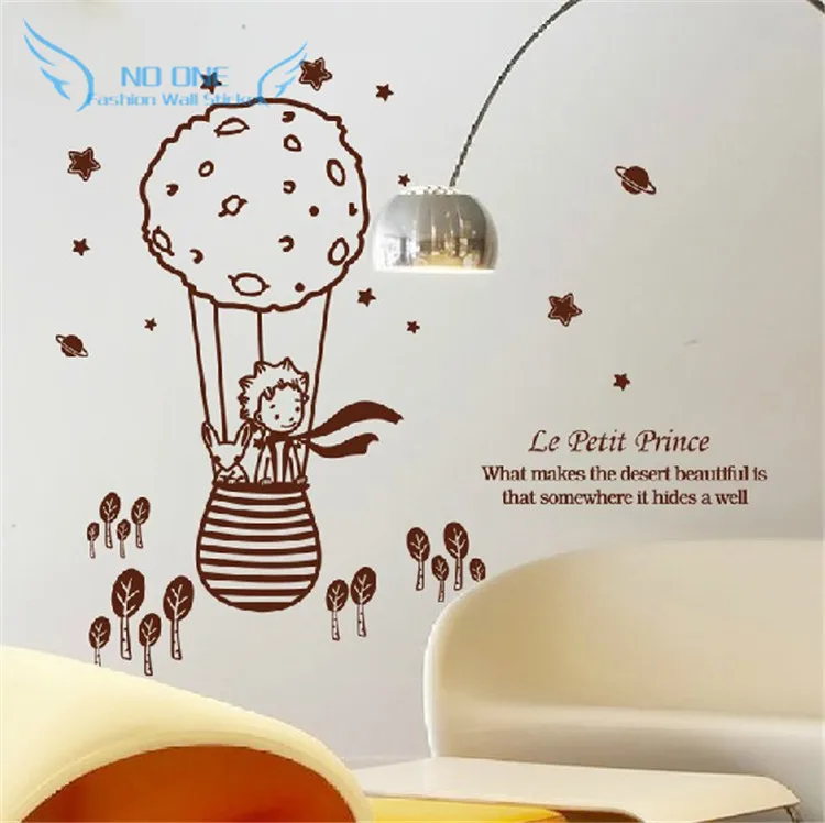 

cute creative big size 112.5 x 98 cm for kids rooms little prince and the fox Removable wall stickers home decoration