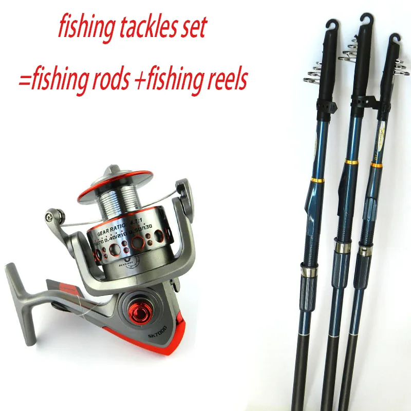 

HENGJIA 1pc fishing tackles set metal fishing reels and FRP fishing rod pike bass isca pesca fishing tools tackles