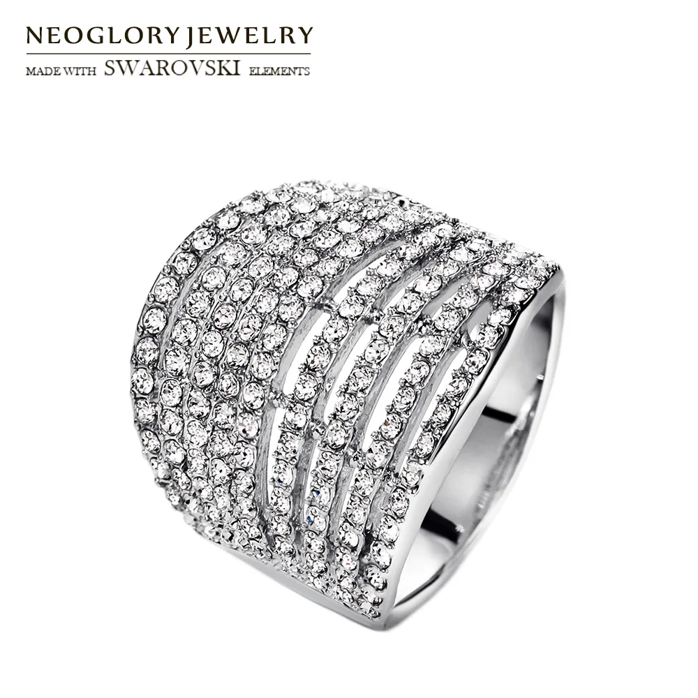 Neoglory Австрия перстень роскошный геометрический дизайн медный изысканный модный