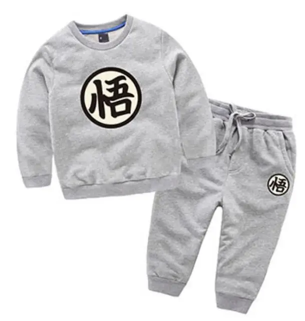Gray Set Dragon Ball Z Сон Гоку Косплэй костюм хлопок Косплэй Дети Детские Мальчики Девочки брюк Пальто футболка с длинными рукавами костюм - Цвет: Gray Set